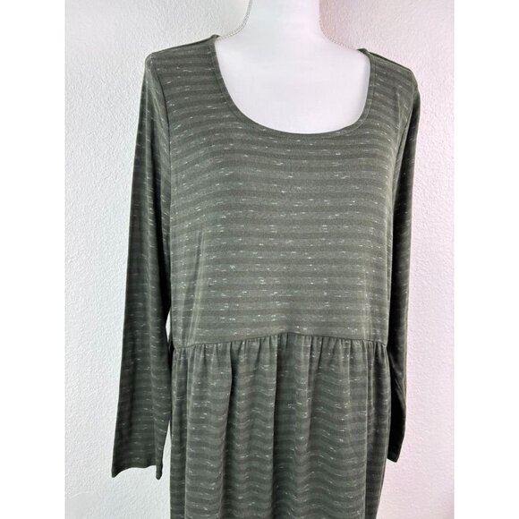 PureJill J.‎ Jill women's large green striped knit fit and flare mini dress - Picture 2 of 6